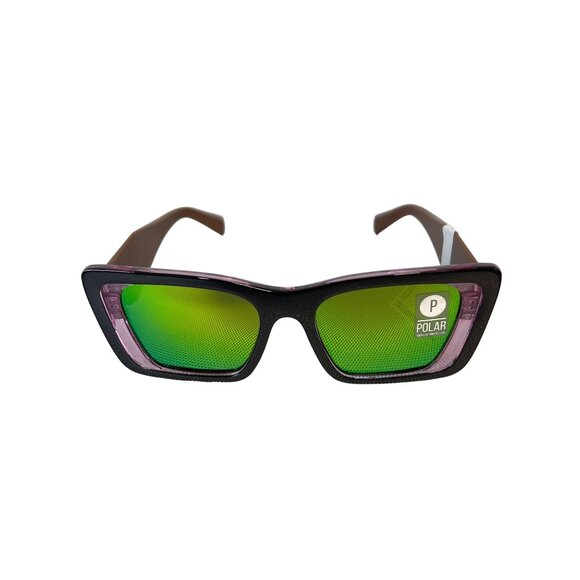 Kreedom Polarized Sunglasses Brown Lavender Frame Green Lens Fashion Eyewear NEW - Picture 1 of 6